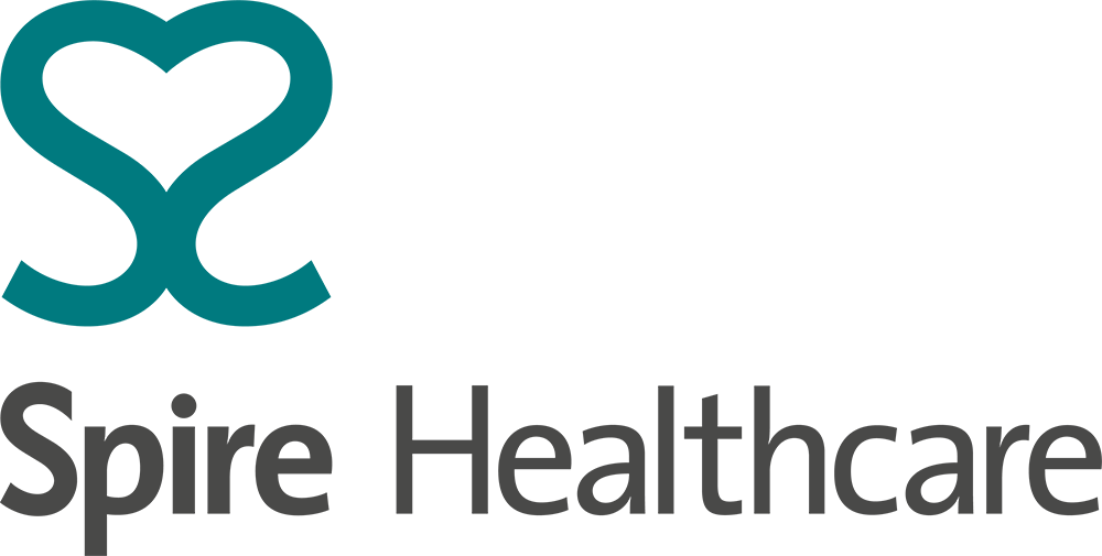 Teal heart-shaped logo above gray text reading 