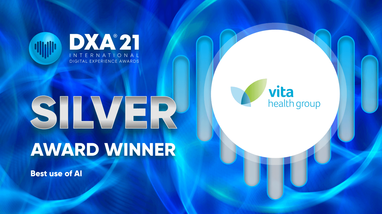 Silver award announcement with text, 